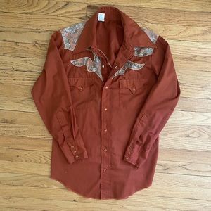 Karman Inc Vintage Western Shirt w/ Floral Pattern